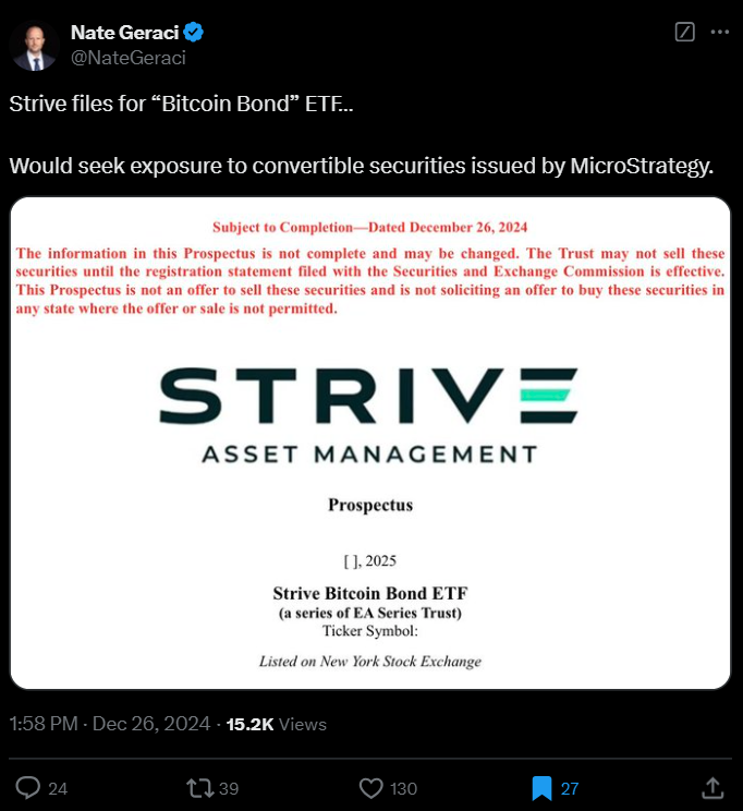 Trump-linked Strive files for &lsquo;Bitcoin Bond&rsquo; ETF