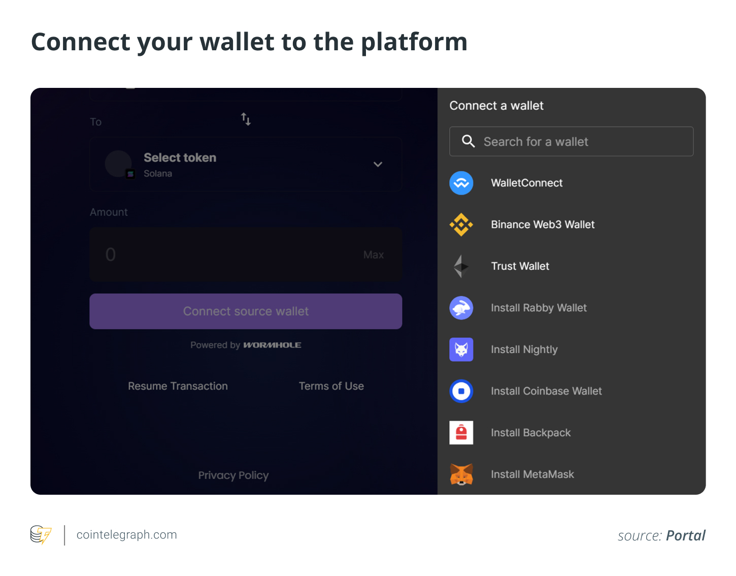 Connect your wallet to the platform