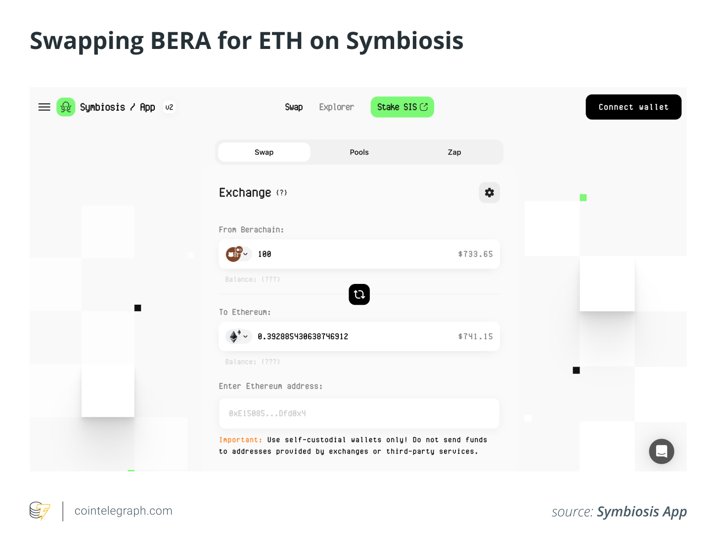 Swapping BERA for ETH on Symbiosis