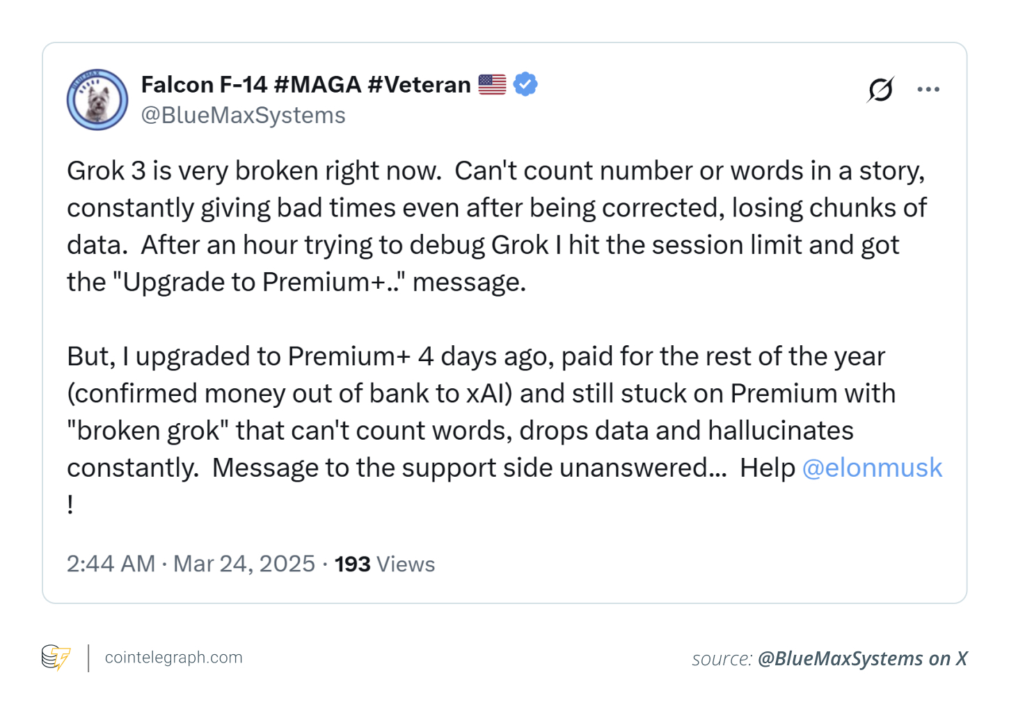 Access issues with Grok-3