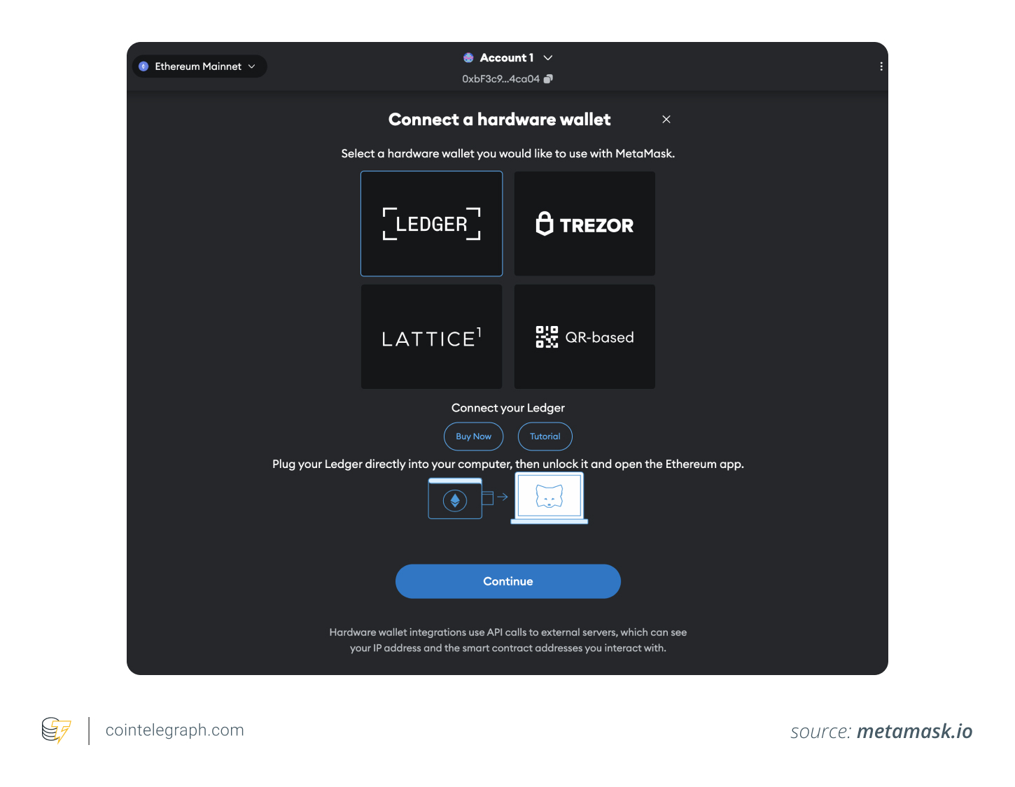 Connecting a hardware wallet to MetaMask