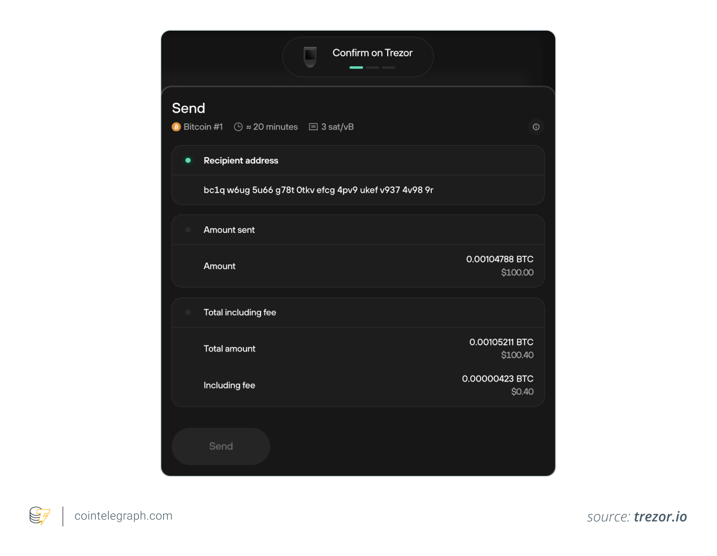 Sending crypto with Trezor Suite