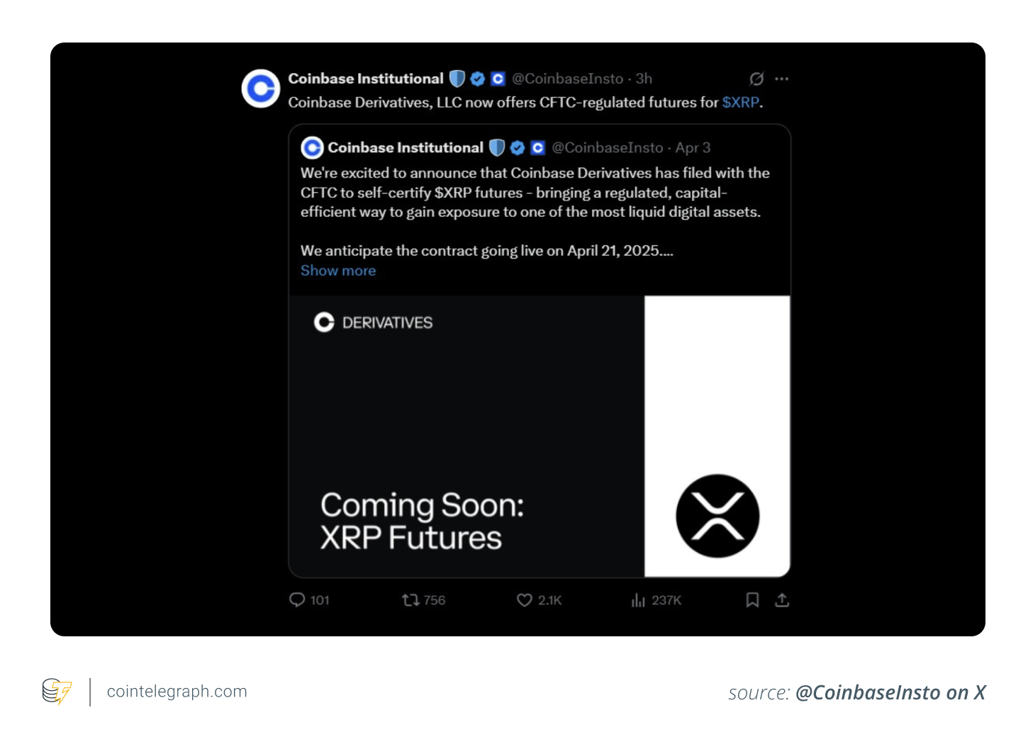 Coinbase on XRP futures launch